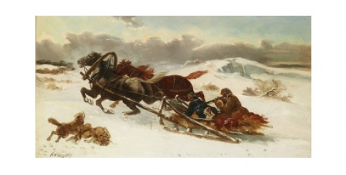 Wolf Hunting by KAMINSKY - auction artwork with signature