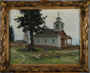 Kyrka I Landskap by Grigor AUER
