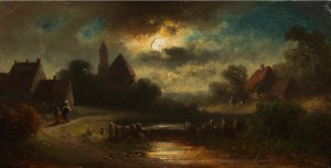 Dorfansicht In Der Abenddämmerung by Anton DOLL