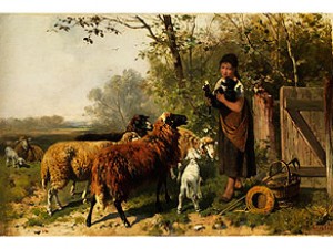 Die Fürsorgliche, Junge Schäferin by Friedrich Otto GEBLER
