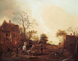 Utanför Gästgiveriet by Isaac Van OSTADE - auction artwork with signature