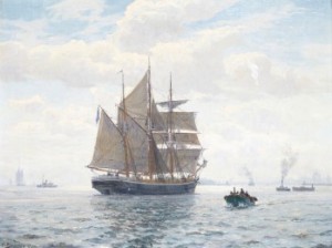 En Svensk Tremaster Staar Køpenhavns Havn Ind by Christian Benjamin OLSEN