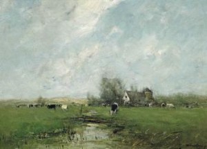 Cattle Grazing Near A Farm by Willem MARIS