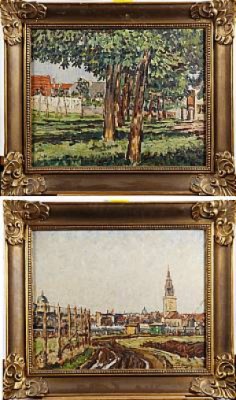 (2) Stadsmotiv, Parklandskap by Hermann HARTMANN-DREWITZ - auction artwork with signature