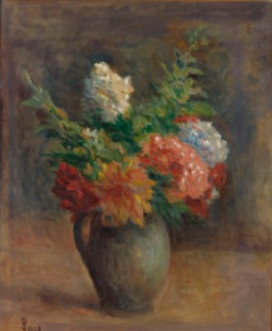 Pivoines, Géraniums Et Lilas Blancs by Maximilien LUCE