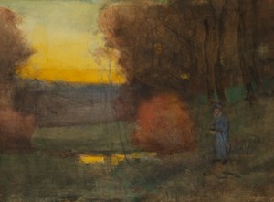 An Autumn Sunset by Charles Austin NEEDHAM - auction artwork with signature