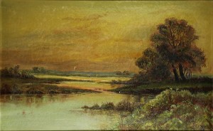 Sunset On The Marshes by Earl R. HINDS - auction artwork with signature