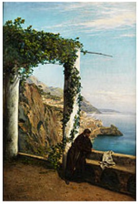 Mönch An Der Küste Von Amalfi by Heinrich ‘Henri’ GOGARTEN