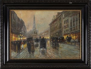 Stadsmotiv Med Droskor by Rudolf PLESSNER