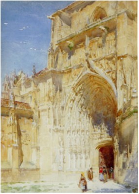 South Doorway Palencia Chatedral by Henry Charles BREWER - auction artwork with signature