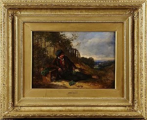 Landskap Med Pojke Som Matar Marsvin by John The Elder SYER - auction artwork with signature