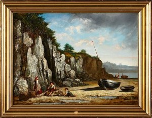 Strandbild Med Familj by Martin DOMICENT - auction artwork with signature