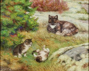 Kattfamilj by Hassan BJÖRNSTRÖM - auction artwork with signature