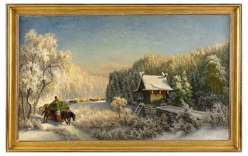 Slädfölje Och Njalla - Motiv Från Dalarna by Olof ARBORELIUS