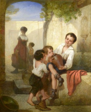 Thirsty Children by Joseph BEAUME - auction artwork with signature