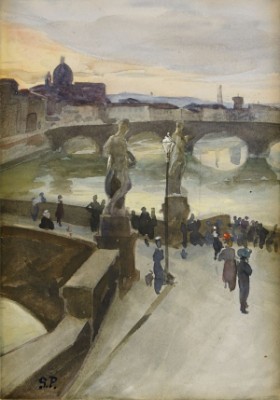 Flanörer På Ponte Santa Trinità I Florens by Georg PAULI