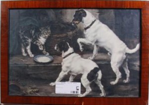 Fräsande Katt Och Två Hundar by Lucy Ann LEAVERS - auction artwork with signature