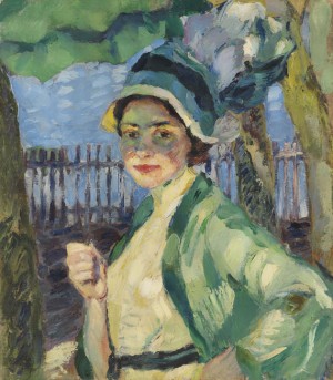 Porträt Einer Dame Unter Grünem Schirm (frieda Blell) by Leo PUTZ