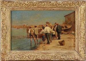 Fiskar På Stranden - Pêcheurs Sur La Plage, étang De Berre by Adolphe APPIAN