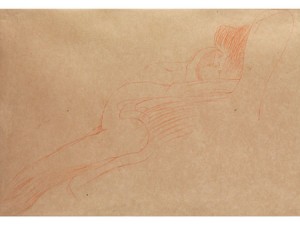 Studie Zum Gemälde Hoffnung I (nackte Schwangere Im Profil Nach Links Im Lehnstuhl) by Gustav KLIMT