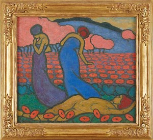 Kvinnor Vid Blommande Fält by Elizabeth SEBÖK - auction artwork with signature