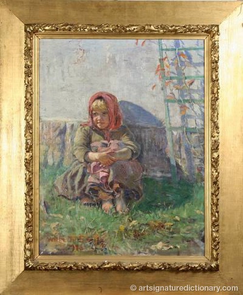 Ung Flicka Vid Husvägg by Wilhelm SMITH