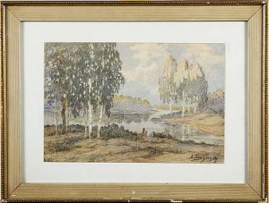 Björkar Vid Insjö by Alfred LEUZINGER - auction artwork with signature