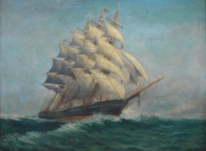A Big Four-masted by William Steeple DAVIS - auction artwork with signature