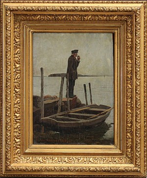 Rökande Fiskare På Brygga by Wilhelm DAHLBOM