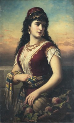 Orientalisk Skönhet Med Fruktkorg by Anton EBERT