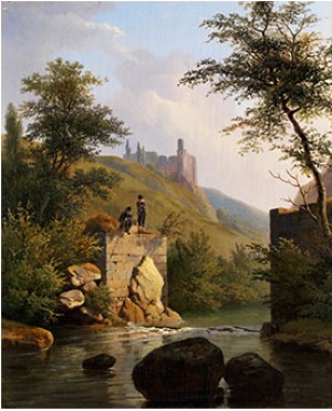 Blick Auf Eine Flusslandschaft Mit Castell Und Staffagefiguren by Jan Baptiste De JONGHE