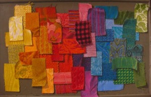Colorful Fabric Swatches by Frank NOSOFF - auction artwork with signature