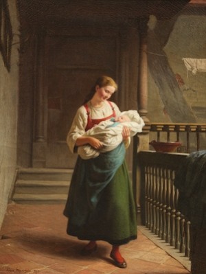Mother's Joy by Franz MEYERHEIM - auction artwork with signature
