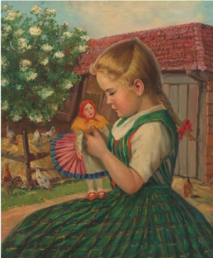 Girl With Doll by Ernest De NAGY