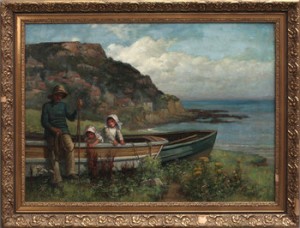 Förtöjning Av Roddbåt Med Barn by Constance Gertrude COPEMAN - auction artwork with signature