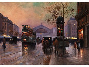 Wiedergabe Der Regennassen Straße... by Edouard Léon CORTES