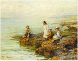 Metande Barn Vid En Strand by Michael BROWN - auction artwork with signature