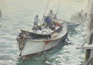 Fishermen In Dory by John WHORF