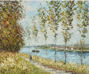 Promeneur Sur Le Chemin De Halage by Robert MOGISSE - auction artwork with signature