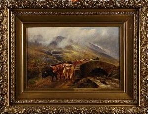 Motiv Med Highland Cattle by Wilton MOTLEY - auction artwork with signature