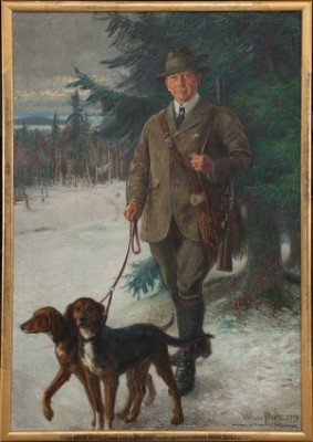 Jägare Med Jakthundar.