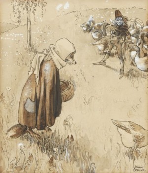 ”under Det Hon Gick...”. Illustration Till ”de Fyra Tanterna” Ur Anna Wahlenbergs ”länge, Länge Sedan”. by John BAUER