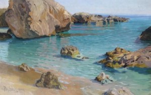 View Of The Coast Near Capri by Paul Von SPAUN - auction artwork with signature