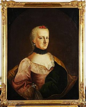 Porträtt Föreställande Dam Iklädd Rosa Klänning Med Spetsar - Midjebild by Martin Van The Younger MEYTENS