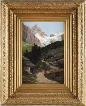 Bergslandskap Med Bro Och Figur by Hugo D'ALESI - auction artwork with signature