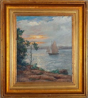 Skuta I Solnedgång by Allan EGNELL