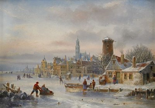 (2) Stadsvyer by Felice Auguste REZIA - auction artwork with signature