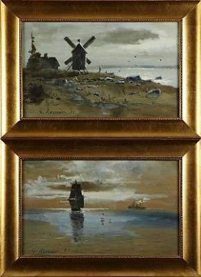 (2) Kustbilder by Gustaf Adolf ROMIN