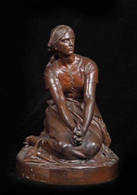 Jeanne D'arc Assise by Henri Michel Antoine CHAPU - auction artwork with signature