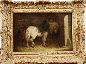 Stallinteriör by Théodore FORT - auction artwork with signature